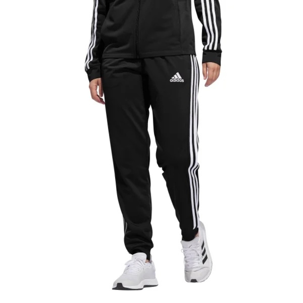 Black Adidas Joggers with white stripe down sides and pockets